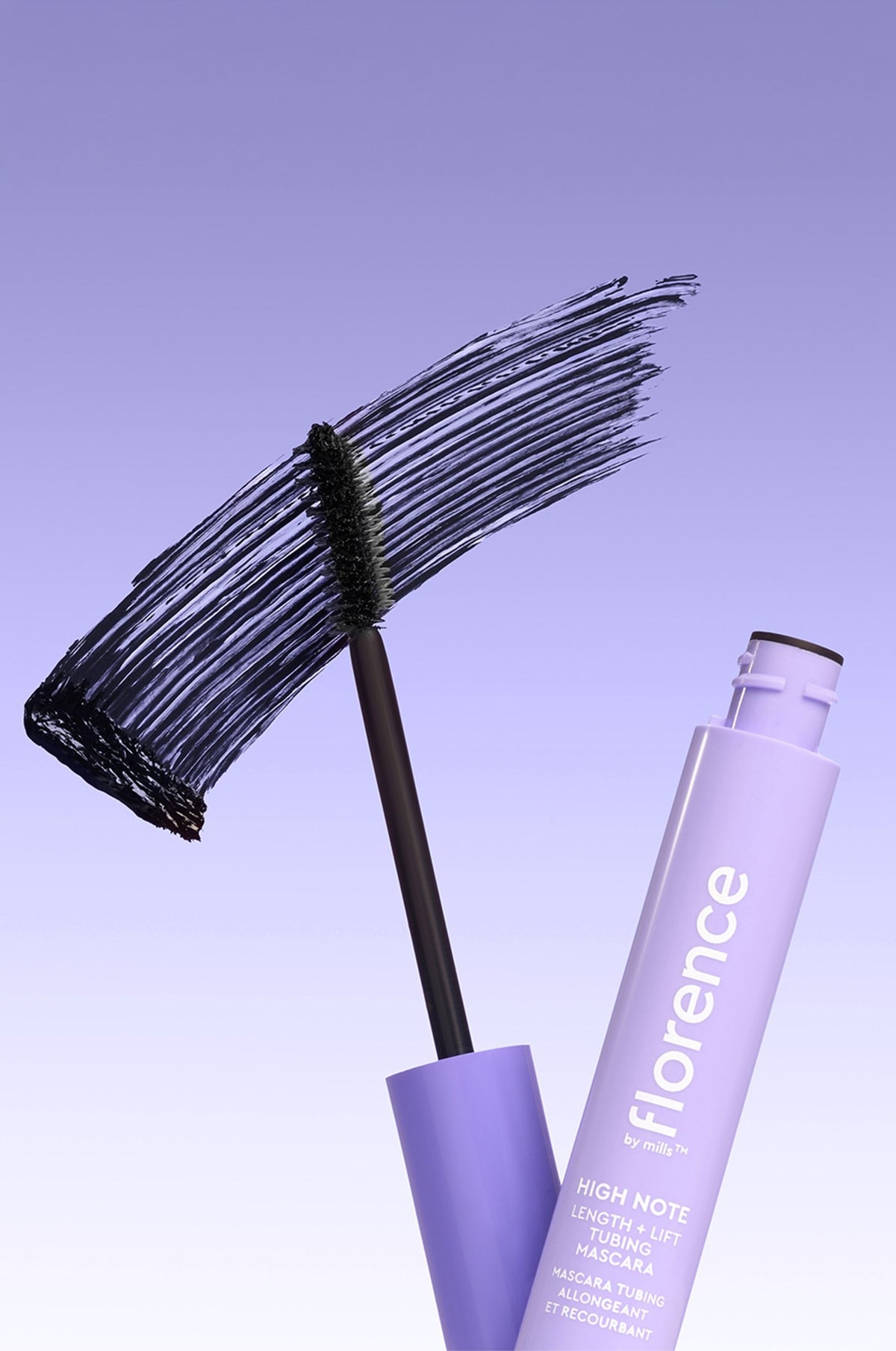 High Note mascara tube with black mascara swatch view 5